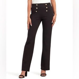 NYC Black Trousers with Gold Button Details